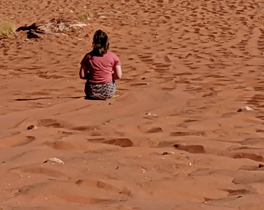 Picture of Carina trying to sandboard