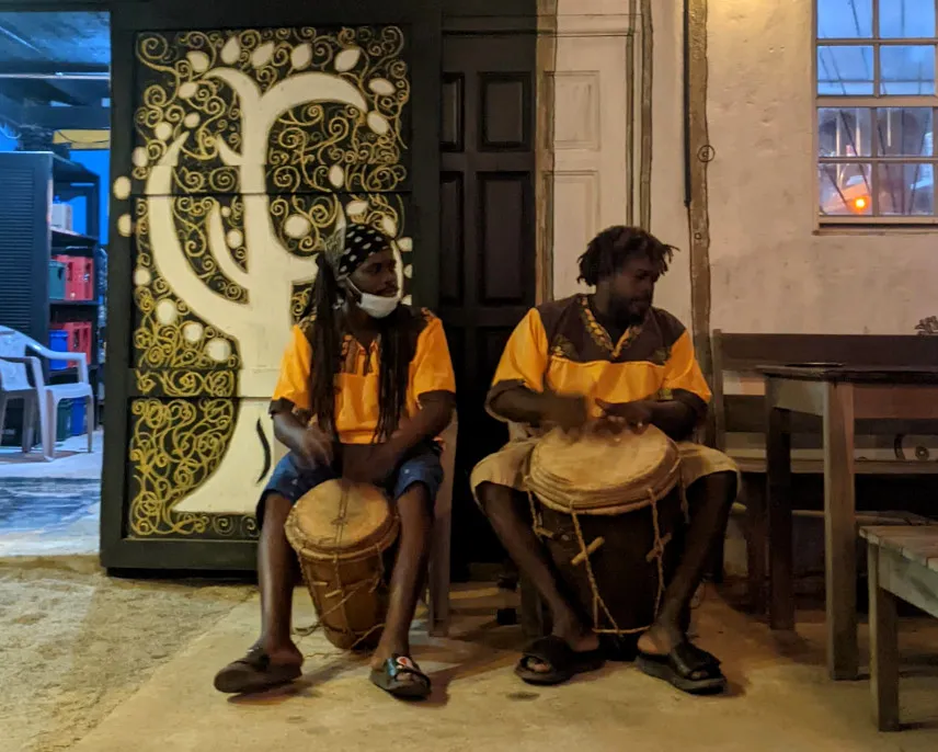 Picture of Garifuna drumming at Driftwood Beach Bar